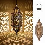 Gold Moroccan Solar Lantern for Outdoor Spaces
