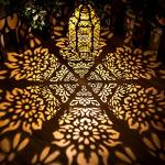 Gold Moroccan Solar Lantern for Outdoor Spaces