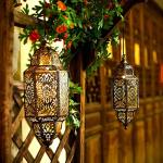 Gold Moroccan Solar Lantern for Outdoor Spaces