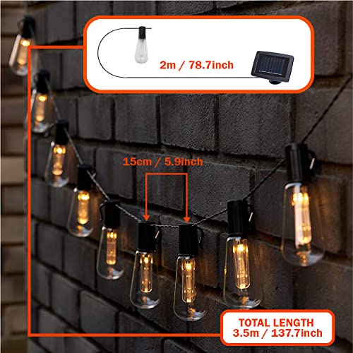 Vintage Edison Solar Garden String Lights - Warm White