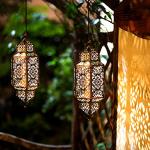 Gold Moroccan Solar Lantern for Outdoor Spaces