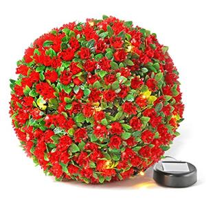 Red Solar Topiary Ball Lights for Garden Decor