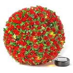 Red Solar Topiary Ball Lights for Garden Decor