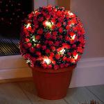 Red Solar Topiary Ball Lights for Garden Decor