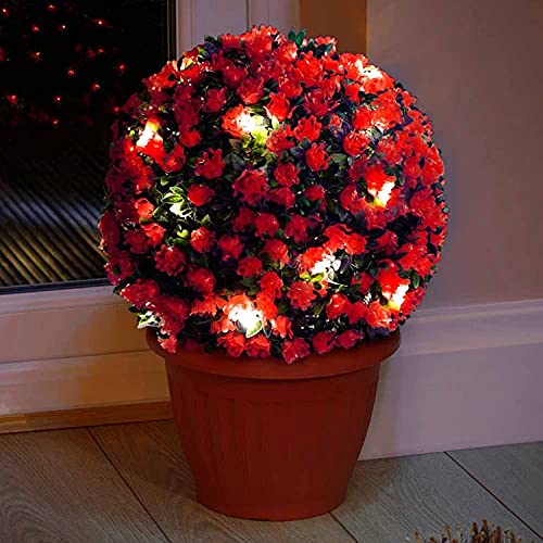 Red Topiary Balls with Solar LED Lights