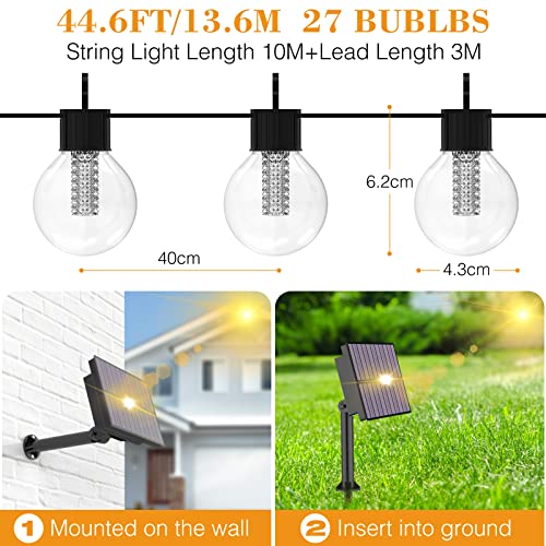 Solar Festoon Lights: Shatterproof LED Bulbs, Waterproof - Warm White