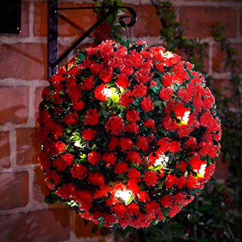 Red Topiary Balls with Solar LED Lights