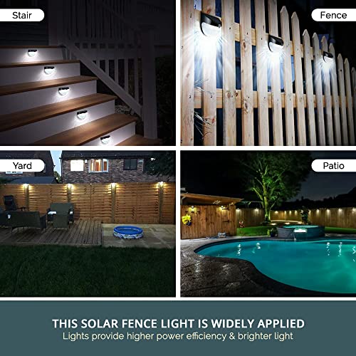 GloBrite Solar Fence Lights | Decorative Garden Light | Outdoor Wall Light Led, Wireless, Waterproof, Home Décor | Perfect for Railing Fence, Deck, Step Yard Patio, Pathway, Stairs (Pack of 4)