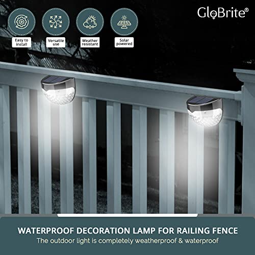 GloBrite Solar Fence Lights | Decorative Garden Light | Outdoor Wall Light Led, Wireless, Waterproof, Home Décor | Perfect for Railing Fence, Deck, Step Yard Patio, Pathway, Stairs (Pack of 4)