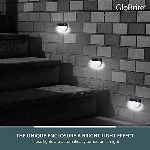GloBrite Solar Fence Lights | Decorative Garden Light | Outdoor Wall Light Led, Wireless, Waterproof, Home Décor | Perfect for Railing Fence, Deck, Step Yard Patio, Pathway, Stairs (Pack of 4)