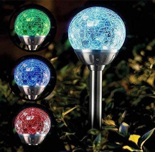 Crackle Glass Solar Stake Lights - Set of 4