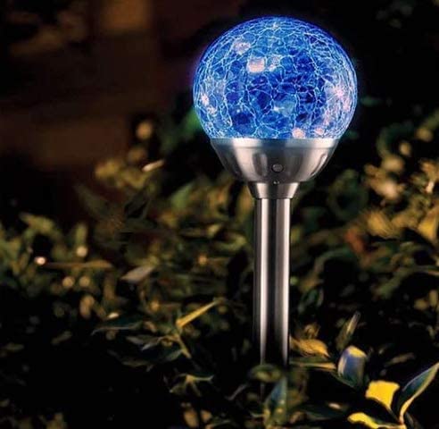 Crackle Glass Solar Stake Lights - Set of 4