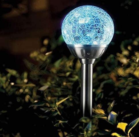 Crackle Glass Solar Stake Lights - Set of 4
