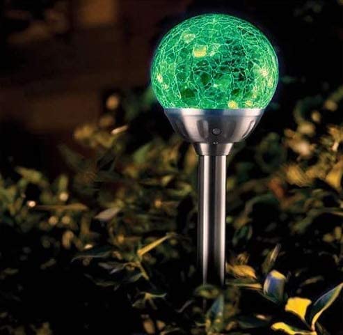 Crackle Glass Solar Stake Lights - Set of 4