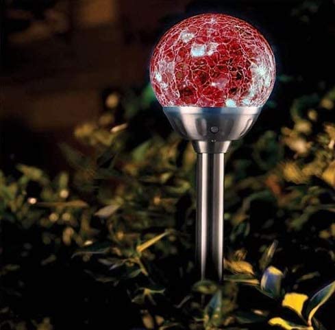 Crackle Glass Solar Stake Lights - Set of 4