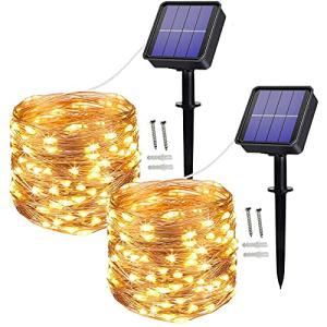 Augone 100 LED Solar Fairy String Lights - 2 Pack