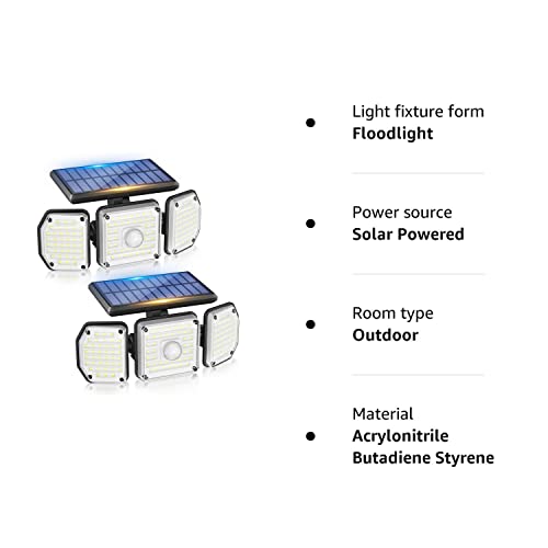 Outdoor Solar Motion Sensor Floodlights - 2 Pack