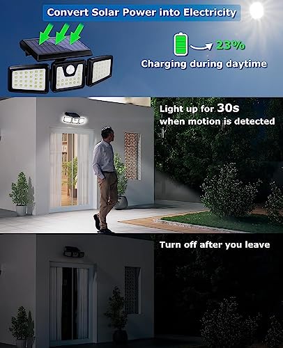 KIBTOY Outdoor Solar Security Light - Bright & Waterproof