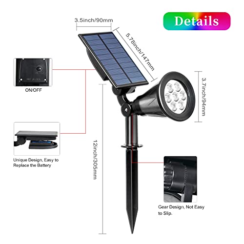 2 Solar Spotlights: RGB Colors & Waterproof