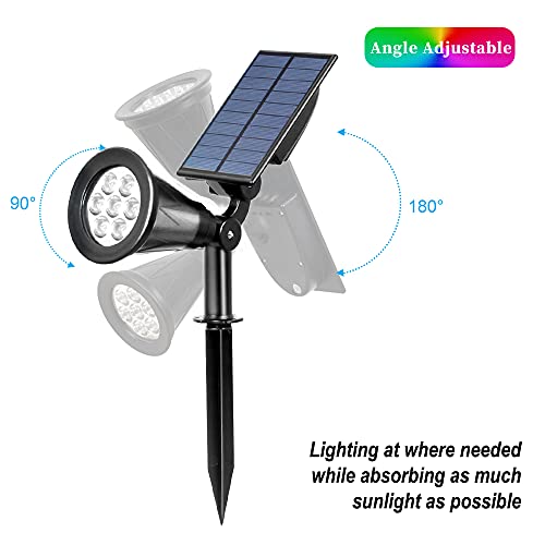 2 Solar Spotlights: RGB Colors & Waterproof
