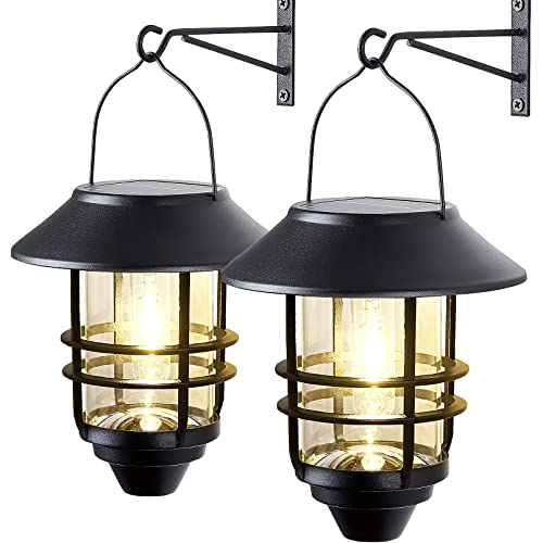 Metal Solar Lanterns with Clear Glass - 2 Pack