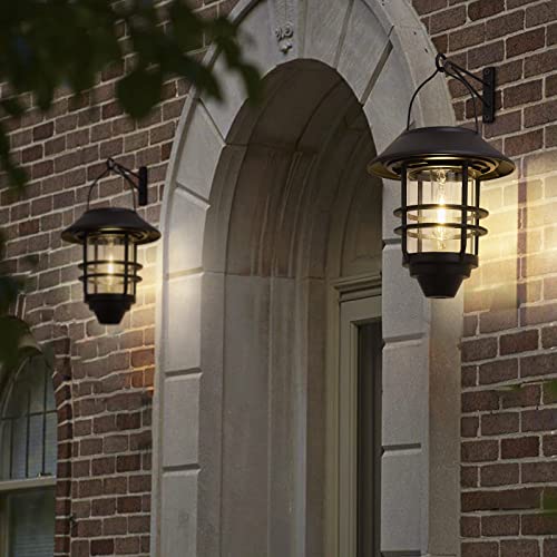 Metal Solar Lanterns with Clear Glass - 2 Pack