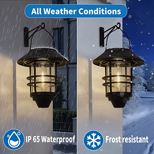 Metal Solar Lanterns with Clear Glass - 2 Pack