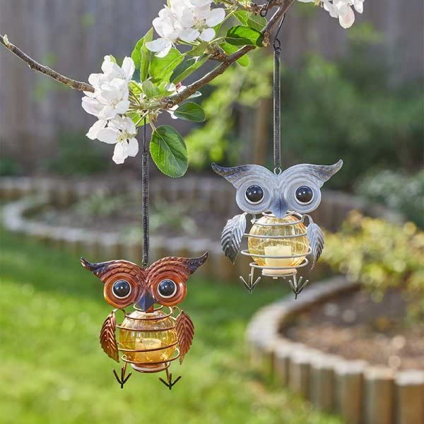 Solar-powered Owl Garden Ornaments with LED Lights