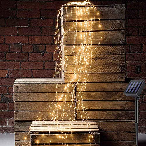 Toifucos Solar String Lights Outdoor, 10 Strands 200 LEDs Hanging Vine Tree Lights Waterfall Vine Branch Lights Waterproof Twinkle Starry Lights for Christmas, Wedding, Garden Decorations, 1 Pack
