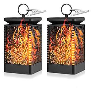 Solar Flickering Lantern Lights for Outdoor Decor - 2 Pack