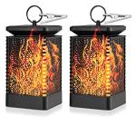 Solar Flickering Lantern Lights for Outdoor Decor - 2 Pack