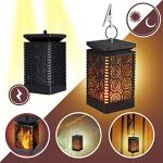 Solar Flickering Lantern Lights for Outdoor Decor - 2 Pack