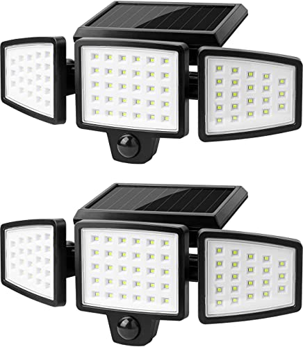 Solar Motion Sensor Floodlights with 3 Heads (2-pack)