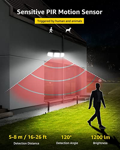 Solar Motion Sensor Floodlights with 3 Heads (2-pack)
