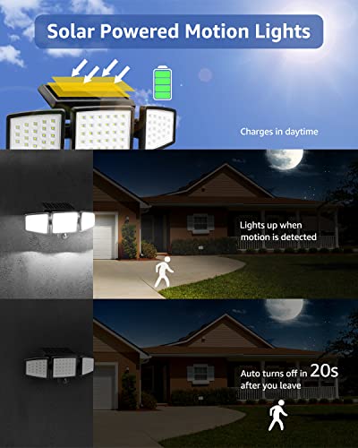 Solar Motion Sensor Floodlights with 3 Heads (2-pack)