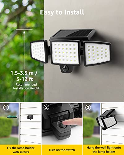 Solar Motion Sensor Floodlights with 3 Heads (2-pack)