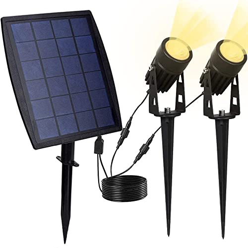 Warm White Solar Garden Spotlights, 2-Pack