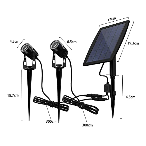 Warm White Solar Garden Spotlights, 2-Pack