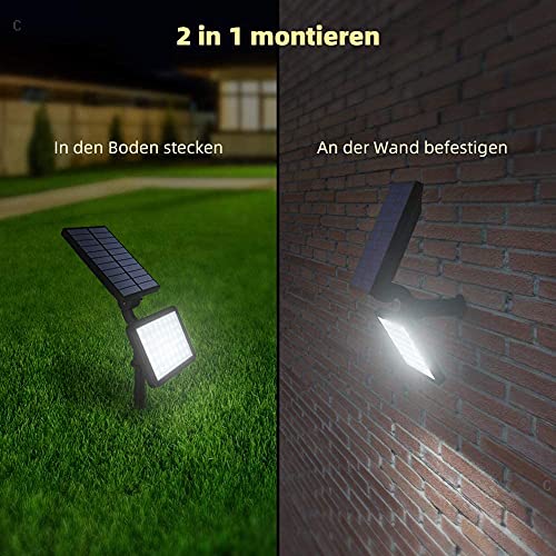OUSFOT Waterproof LED Solar Spotlights with 5 Lighting Modes, Ground Spike for Garden, Outdoor 48