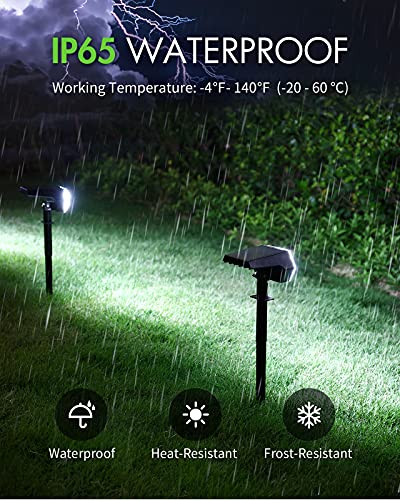Whousewe Solar Landscape Spotlights Outdoor IP65 Waterproof 108 LEDs Outdoor Solar Powered Spot Lights with 4 Bright Modes, Wall & Ground Mounted, Cold White, 6 Pack