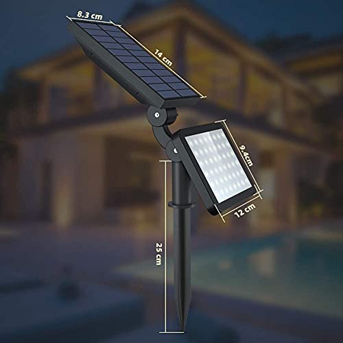 OUSFOT Waterproof LED Solar Spotlights with 5 Lighting Modes, Ground Spike for Garden, Outdoor 48