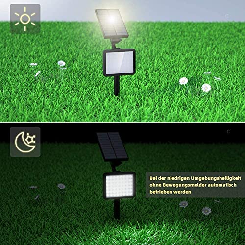 OUSFOT Waterproof LED Solar Spotlights with 5 Lighting Modes, Ground Spike for Garden, Outdoor 48