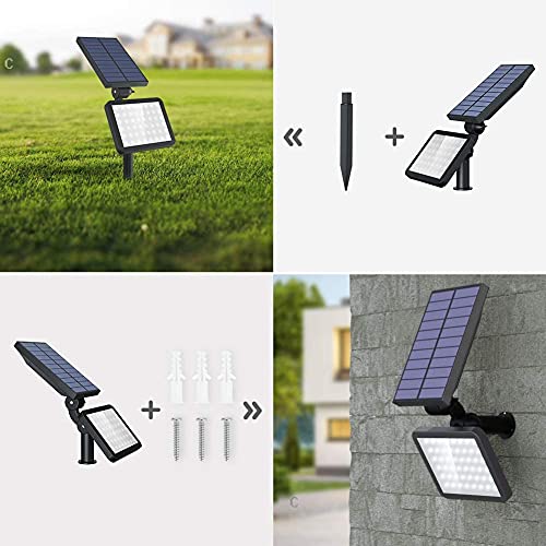 OUSFOT Waterproof LED Solar Spotlights with 5 Lighting Modes, Ground Spike for Garden, Outdoor 48