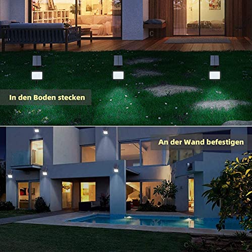 OUSFOT Waterproof LED Solar Spotlights with 5 Lighting Modes, Ground Spike for Garden, Outdoor 48