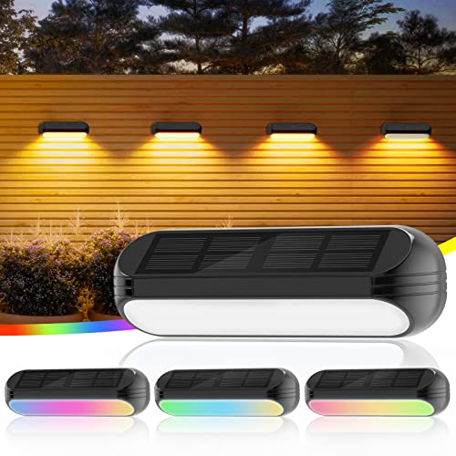 Solar Fence Lights with Multi-Colour Modes - 4 Pack