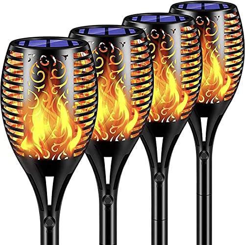 Outdoor Solar Garden Torch Lights - 4 Pack