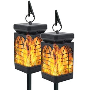 YumCute 2 Pack Solar Flickering Flame Garden Lights