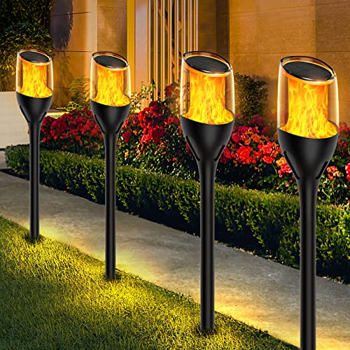 Solar Torch Lights, Waterproof Garden Ornaments for Outdoors