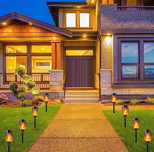 Outdoor Solar Flame Lights, 4-Pack Warm LED Garden Lights