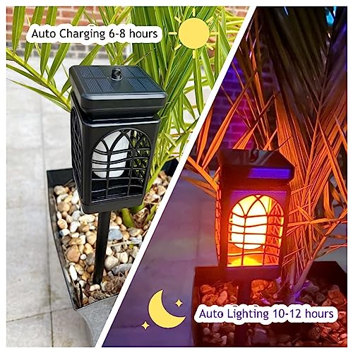 Yumcute Solar Garden Lights: Hanging Flame Pathway Lights